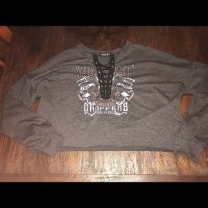 Cute lace up lightweight sweatshirt